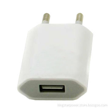 White USB Home Wall Charger for iPhone, iPad, iPod, 5V 1.0Ah Output, US/EU/AU Plug
